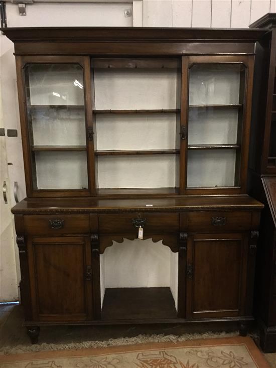 Victorian mahogany glazed dresser(-)